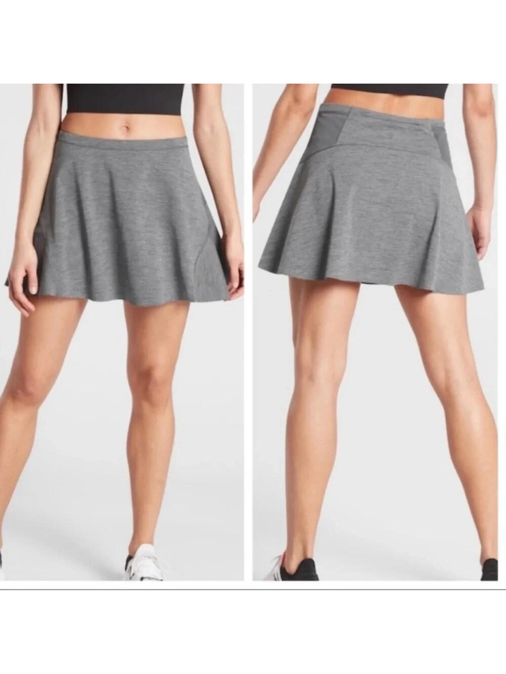 NEW Women Athleta 15.5" Match Point Gray Tennis Skort Size SMALL Pickleball NWOT
